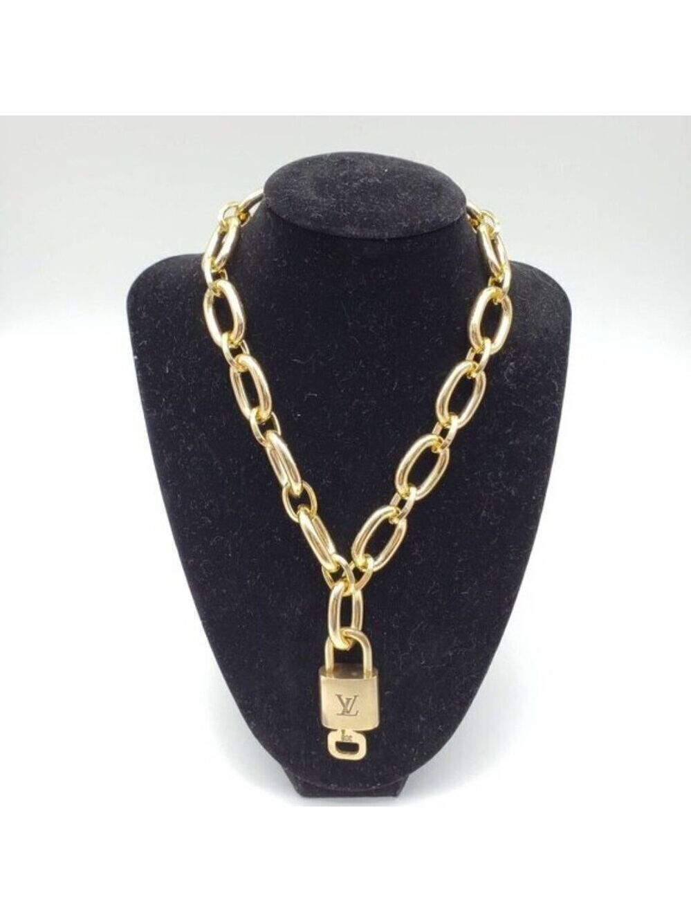 Gold-Plated Necklace with Authentic Louis Vuitton Padlock